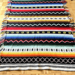 Handmade Knit Blanket Afghan Native American Southwestern Rustic Boho 50″x80″ EC