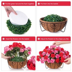 Geraniums Artificial Flowers Hanging Basket for Outdoors Outside Spring Decor…