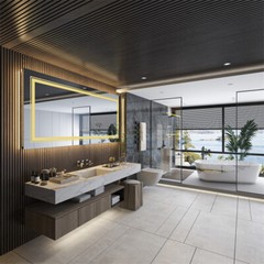 Bathroom Mirror with Front+Backlit Lights Dimmable Wall Vanity Mirrors Anti-Fog