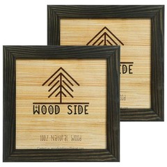 Rustic Wooden Square Picture Frames 4×4 – Set of 2-100% Natural Solid Eco Woo…