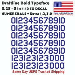 1-10 5x+ DRAFTLINE Outdoor Vinyl Decal Numbers for Mailbox Door Address Lockers