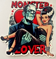 Halloween Sticker Decal Monster Lover Frankenstein Mrs. Hearts GLOW DARK Horror