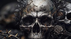Gothic Skulls & Thorny Vines Credit Card Skin – Dark Fantasy Cemetery Vinyl Debi
