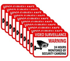 Video Surveillance Sign,10 Pack, 2.5″ x 3.5″, 4 Mil Sleek Vinyl Decal Sticker…
