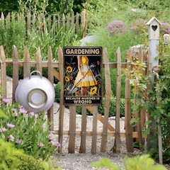 Funny «Gardening Because Murder Is Wrong» Metal Sign: Women’s Garden Gift for Ya