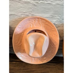 Pink Ceramic Cowboy Hat Wall Pocket Vase Western Decor