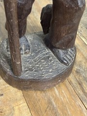 Vintage Hand Carved Wood Folk Art Traveler Man Dog Figurine Statue 16″ Rustic