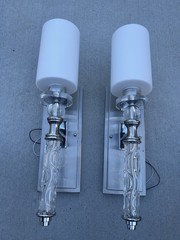 LOT OF 2 PIECES UTTERMOST CAMPANIA 1 LIGHT CARVED GLASS SCONCES (22486)