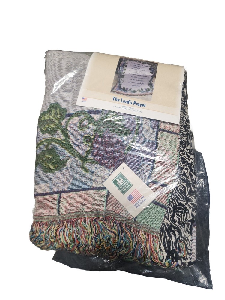 NWT Manual Woodworkers & Weavers Tapestry Throw Blanket THE LORD’S PRAYER Gift
