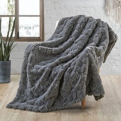 Cloud Carved Faux Fur Throw Blanket Luxurious Soft Reversible Micromink Blanket