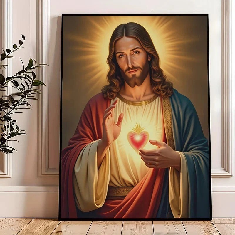 Jesus Christ Sacred Heart Poster Religious Wall Art Spiritual Home Decor Noframe