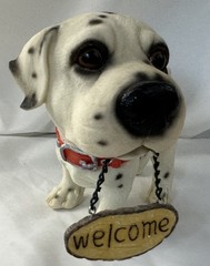 Welcome Dalmatian Dog Figurine Plastic Resin Vintage