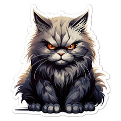Angry Fat Cat, Vinyl Decal Sticker, Indoor Outdoor, 3 Sizes, #11014