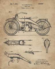 4 Harley Davidson Patent Art Prints 8×10 in. Wall Decor – Great Gift for Bikers