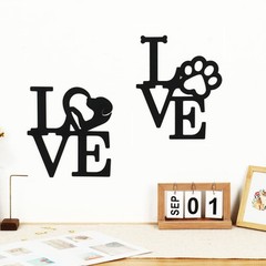 2pcs Wall Art for Living Room Love Letter Wwth Dog Paw Print Wooden Wall Deco…