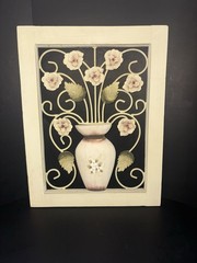 3D Pretty Decorative Wall Art 17 1/3 X 13 1/2. Vase With Floral Theme, 3D