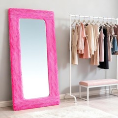 Pink Fluffy Mirror Frame Cover for 64×21 Inch Full-Length Mirrors