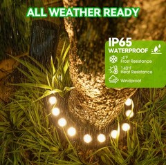 Solar Palm Tree Ring Lights Outdoor, 3-in-1 Tie/Stake/Hang Installation, Warm…