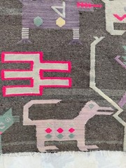 Vintage Beautiful Hand Woven Pictorial Figurative Peruvian Wool Weaving Tapestry