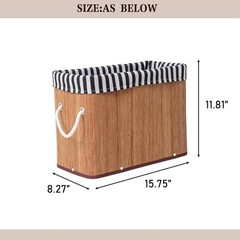 2PCS Bamboo Storage Basket Fabric Lined Under Desk Organizer