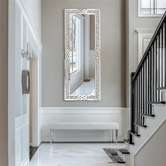 Full Length Mirror Dressing Standing Hanging Rectangle Floor Mirror Crystal 63″