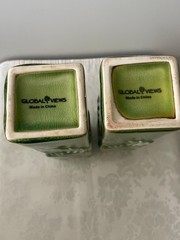 Global Views Green Crackle Glossy Finish Ceramic Vases- Set of Two