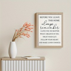 Before You Leave This Home Quote Canvas Wall Art, Inspirational Entryway Decor