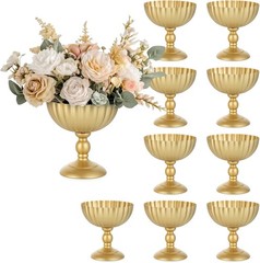 Sziqiqi Gold Urn Vases Set of 10 for Weddings & Events – 7.9In Centerpieces