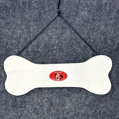 Le Woof Dog Bone Sign Hanging Wall Decor with Paw Prints & Funny Cute Saying
