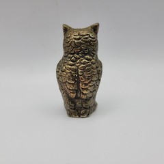 Vintage Solid Brass Owl Figurine Small Desk Ornament 2 Inch