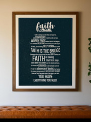 Faith Moves Mountains – Motivational Wall Art, Inspirational Quotes Wall Art, Id