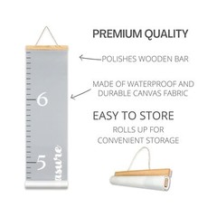 Morxy Canvas Growth Chart for Kids – Unisex Kids Room Wall Decor – Gray Wall …