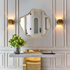 Irregular Wall Mirror Gold, Asymmetrical Wavy Mirrors Decoartive for Bathroom,