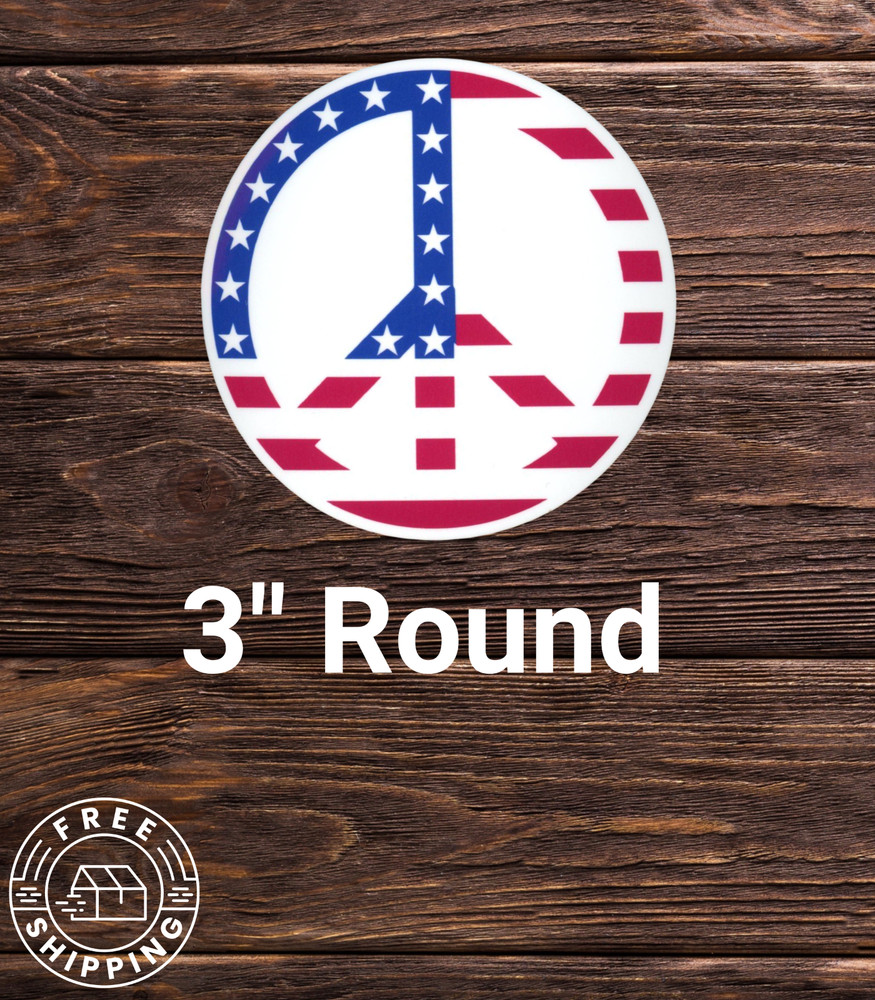 Peace Symbol Sticker Logo USA Flag Sticker 3″ Inch