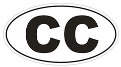 CC Consular Corps Country Code Oval Bumper Sticker or Helmet Sticker D892 Euro