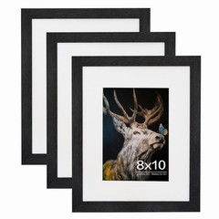 8×10 Picture Frame Set of 3, Solid Wood Picture Frames With Plexiglass, Displ…