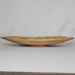 Capiz Shell Wood Console Bowl Center Piece 16″ x 6″ Oval Fruit Dish Nautical Sea