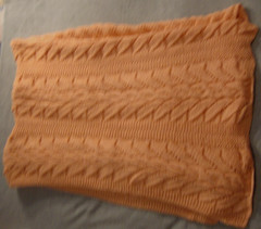 Handcrafted Hand Knit Afghan Throw Blanket Coral Orange Maybe Wool? 78×64 Unused