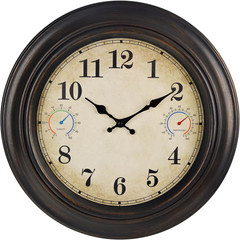 Large Outdoor Clock Waterproof with Thermometer & Hygrometer- 18 Inch Retro Bron