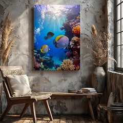 Tropical Fish & Coral Reef Canvasserene Underwater Ocean Art Wall Art