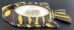 Enamel Jeweled Fish Oval Photo Picture Frame Colorful Tropical Salt Water
