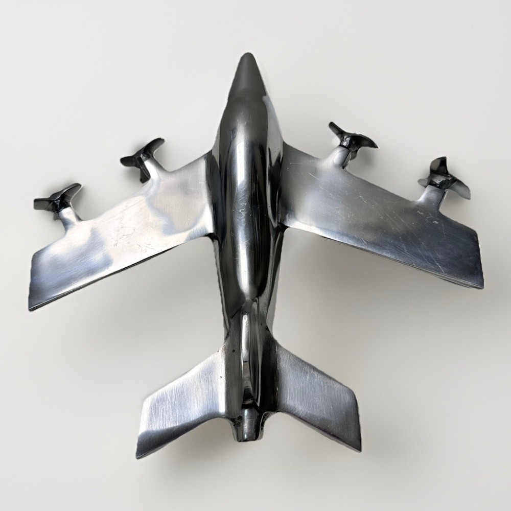 Vintage Chrome Model of a Jet Plane **‼️Missing Base‼️**