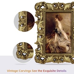 4×6 Gold Picture Frame Antique Ornate Vintage with Glass Front, Baroque Victo…