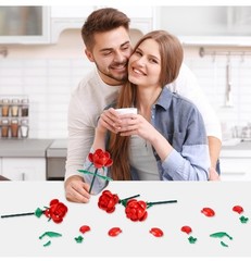 780 PCS Red Rose Building Flower Bouquet Kit for Adults & Kids, DIY Artificia…