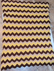 Crochet Handmade Afghan Throw Blanket Chevron 55”x 35”Brown Yellow Tan Vtg