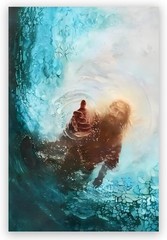 Jesus Christian Canvas Wall Art Hand of God Reaching Into Water 8x12inch Unframe