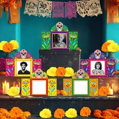 Dia De Los Muertos Paper Shadow Box Decorations 6 PCS Colorful Halloween