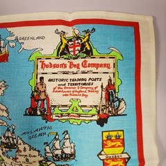 Vintage Linen Wall Tapestry Canada Pictorial Map by the Hudson’s Bay Co. 29″×18″