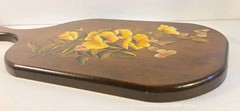 VTG 1981 Hand Painted Wooden Cutting Board Wall Decor Flower Design – Signed