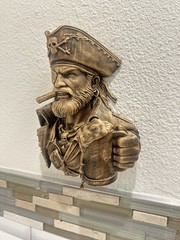 Pirate Wall Mount Skull Decor Gothic Buccaneer Nautical Bar Art Man Cave Painted